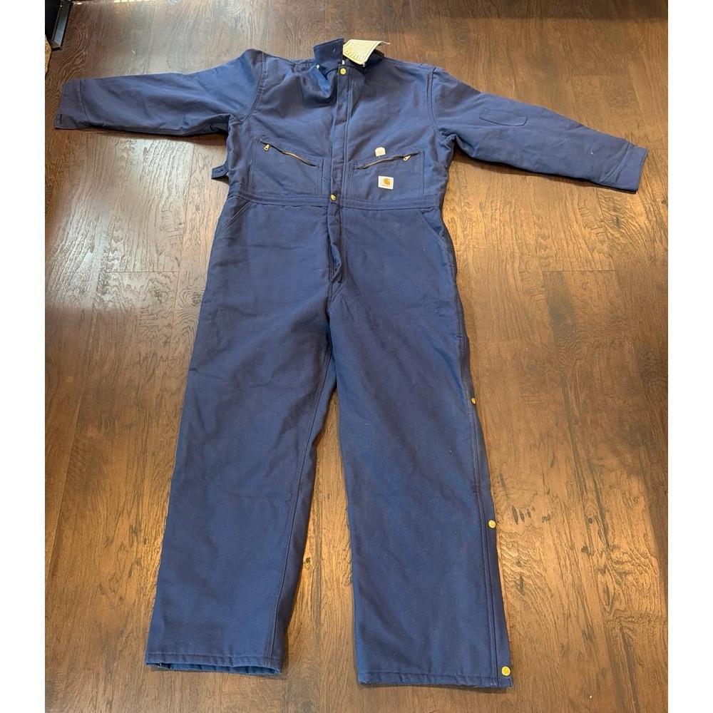 NOS Vintage Carhartt 998QZ Blue Duck Insulated Coveralls 48R USA Made NWT